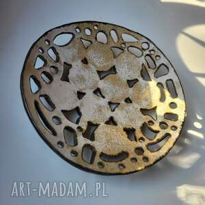 Prezent Ażurowa ceramiczna patera, ceramika boho, podstawka