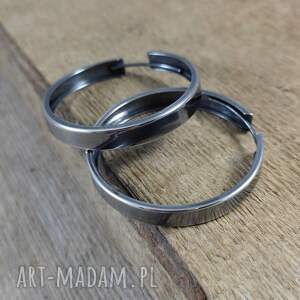 Kolczyki - koła - Rynienki, srebro oksydowane