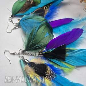Kolczyki kolorowe energetyczne pióra duże lekkie wykonane