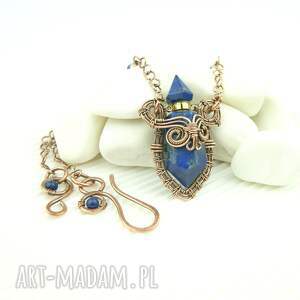 Naszyjnik perfumetka z lapis lazuli, wire wrapping