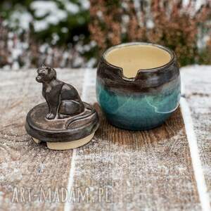 urokliwa cukiernica z kotem - morski brąz - AzulHorse