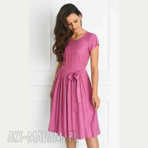 Wiskozowa sukienka midi claire (piwonia) - różowa, amarantowa, na wiosnę