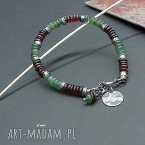 nefryt,bursztyn - unisex 04, męska, srebro oksydowane, nowoczesna