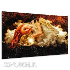 Obraz anioł na płótnie 120x80 cm - księżyc i skrzydła