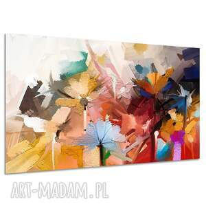 Kolorowy obraz kwiaty 120x80 cm - abstrakcja na płótnie