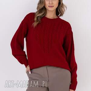 sweter w charakterze bluzy - swe322 czerwony mkm jesień