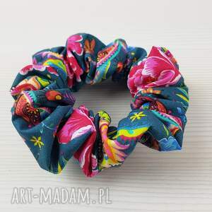 gumka do włosów scrunchie m morska zieleń w pawie, boho, pin up