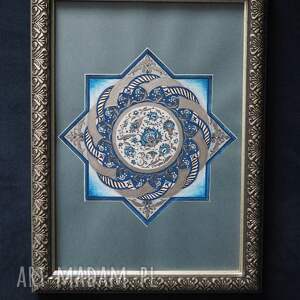 obrazek grafika mandala srebrna, elegancki prezent na 50 upominek dla męża