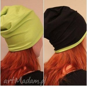 czapka dresowa dwustronna dwukolorowa 2 w 1, beanie, oversize, bawełniana