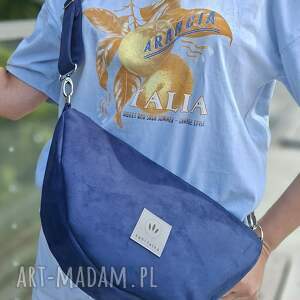 zamszowa torebka banana granatowa, torebko nerka, nerka z zamszu, wodoodporna