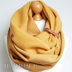 zimowy komin dresowy damski z zapinką, modny na zimę, miodowy