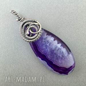 Betsy - wisiorek z agatem i oksydowanym srebrem, wire wrapping