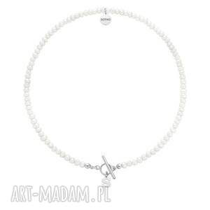 handmade naszyjniki srebrny naszyjnik z pereł naturalnych z literką - 45 cm