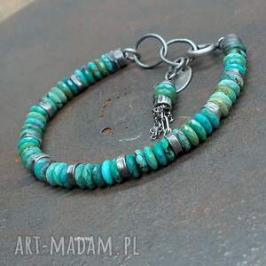 turkus - unisexs 020, turkusy bransoletka, biżuteria autorska srebro