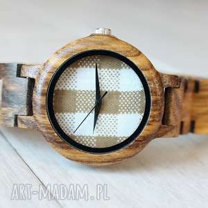 handmade zegarki damski drewniany zegarek seria full wood kratka