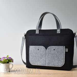 handmade elegancka czarna filcowa torebka na laptopa