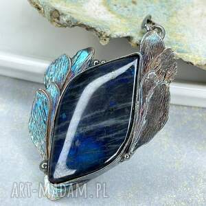 naszyjnik z mieniącym się spektrolitem a1064, wieczorowy wisior