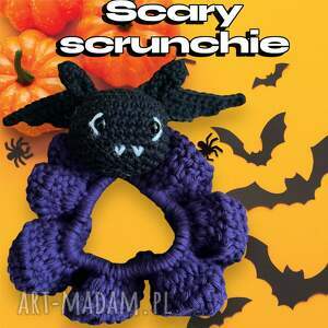 Gumka nietoperz na Halloween - ręcznie robiona, scrunchie