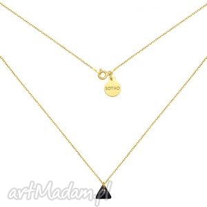 złoty naszyjnik z czarnym kryształowym trójkącikiem swarovski crystal modny