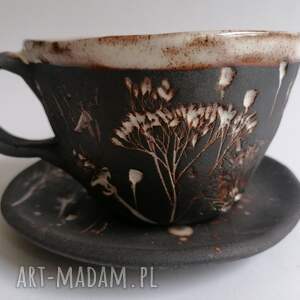 handmade ceramika komplet "biało na czarnym " 2