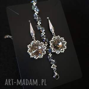 kolczyki i bransoletka black diamond - komplet biżuterii z kryształków preciosa