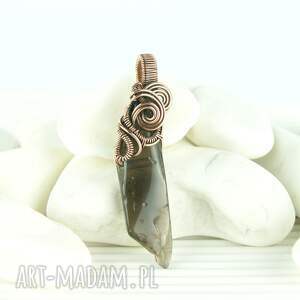 kwarc dymny wisiorek wire wrapping prezent, biżuteria artystyczna