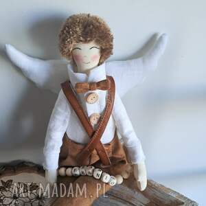 handmade dla dziecka anioł lniany dla chłopca