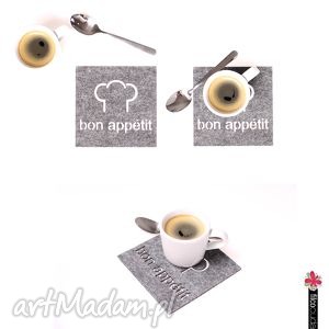 handmade podkładki podkładki filcowe pod kubek "bon appetit" 6 szt