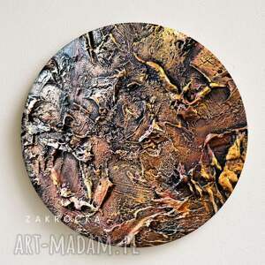 art and texture goldondo - obraz okrągły koło strukturalne złoto miedziany, duże