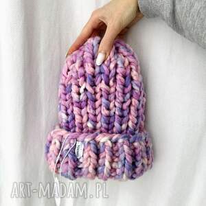 Gruba wełniana czapka beanie kolorowa ombre dostępna od ręki