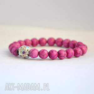 handmade bracelet by sis: różowe kamienie pólszlachetne z discoball