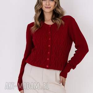 klasyczny kardigan - swe317 czerwony mkm, sweter na guziki, rozpinany