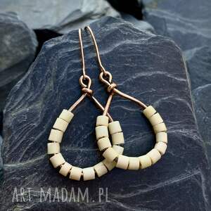 kolczyki miedziane i szklane koraliki prezent niej rękodzieło