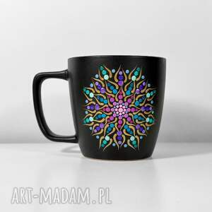 unikalny kubek z ręcznie malowaną mandalą prezent
