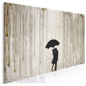 obraz na płótnie - deszcz para beżowy brązowy - 120x80 cm (46403)