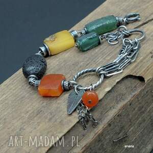 w towarzystwie - bransoletka 06, bursztyn, lawa wulkaniczna