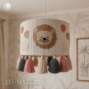 Lampa sufitowa Safari do pokoju dziewczynki - różowy abażur