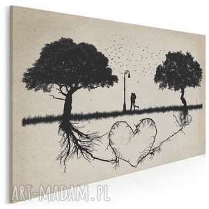 obraz na płótnie - miłość serce drzewa - 120x80 cm (67301)