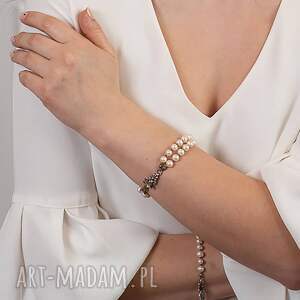 srebrna bransoletka z perłami słodkowodnymi a628, perły słodkowodne