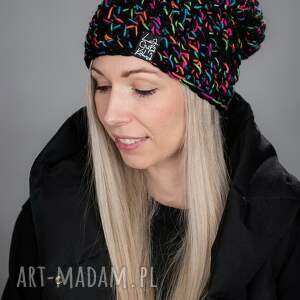 Kolorowa czapka handmade Melange 65 - multikolor