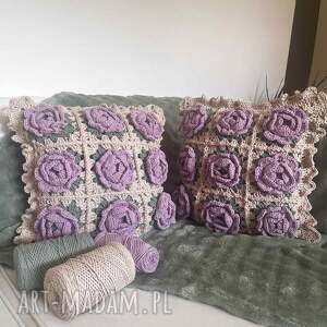 2 SZYDEŁKOWE POSZEWKI, sznurek, poduszka