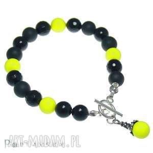 poplavsky bransoletka black fluo, srebro, onyks, neon, zawieszki