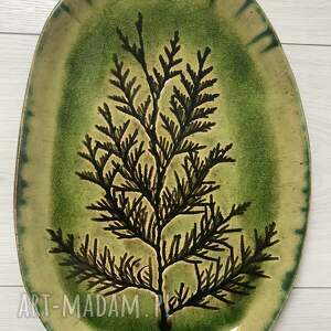 ceramika dekoracyjny talerz z thują, naturalne dodatki prezent dla niej