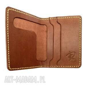 portfel brązowy ze skóry ręcznie uszyty, skórzany portfel