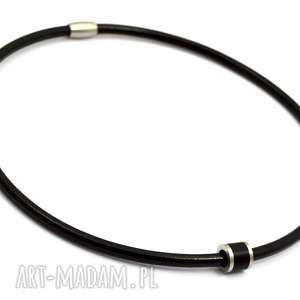 handmade męska naszyjnik/obroża skóra i stal hombree black