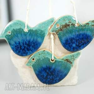 ceramiczne sikorki czerwone brzuszki, dekoracje ptaszki, ozdoby na święta