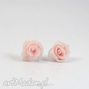 kolczyki - różowa róża - wkrętki, sztyfty
