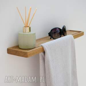 pozytywnie w drewnie wieszak ścienny dębowy na ręcznik z półką