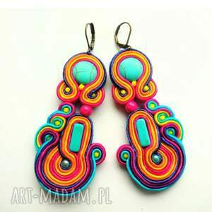 kolczyki sutaszowe haftowane kolorowe
