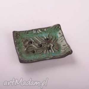 handmade ceramika mydelniczka dark flower